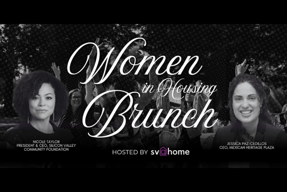 SV@Home's Women in Housing Brunch Two women leaders host a Women in Housing Brunch event, promoting diversity and inclusion in the housing industry in Santa Clara, California.