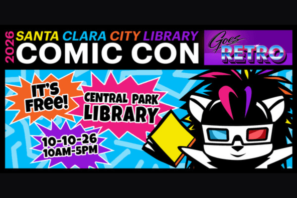 Santa Clara City Library Comic Con Santa Clara City Library's free Comic Con event at Central Park Library, featuring retro-themed activities and comics in Santa Clara, California.