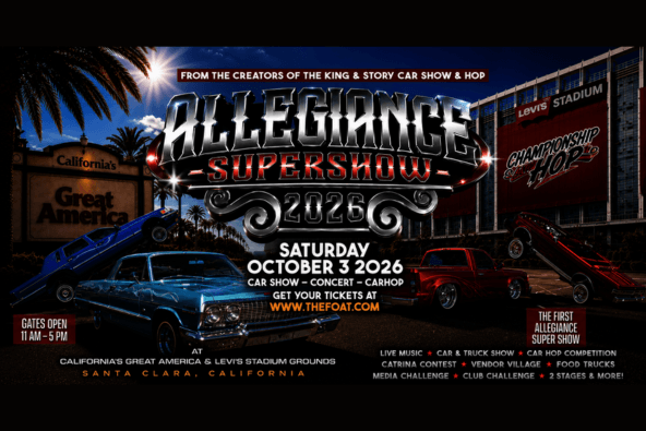 ALLEGIANCE PRESENTS: OCT 3rd CAR SHOW & HOP A promotional poster for the 2026 Allegiance Supershow car event in Santa Clara in Santa Clara, California.
