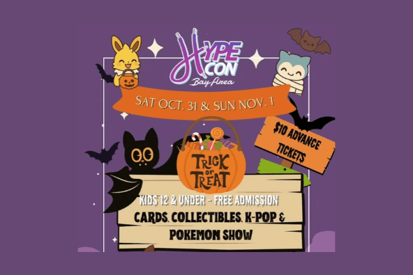 HypeCon Bay Area 2026 A promotional flyer for a Halloween-themed Hype Con event featuring cartoon characters in Santa Clara, California.